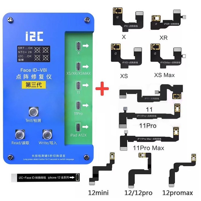 i2C iFace V8 Face ID Programmer for Phone X-12 Pro Max + 10 Flex Cables